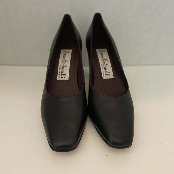 Renzo Fontanelli Black High Heel Leather Pumps, Size 9 AAAA, Made In Italy, EUC. - Picture 2 of 9